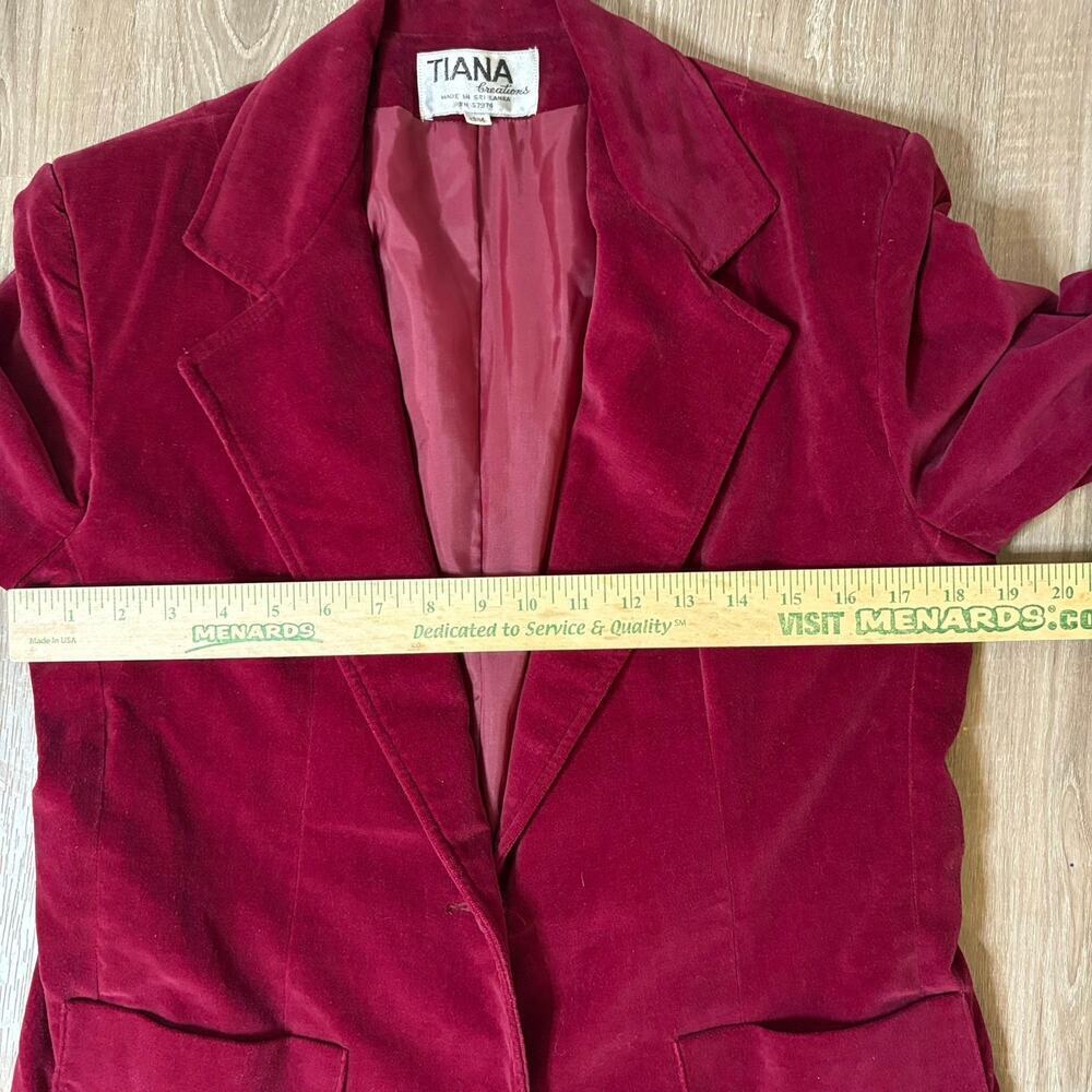 Tiana Creations Red Velvet Sz M/ L– Holiday Party Jacket Cotton Velvet​​​ - Picture 9 of 10
